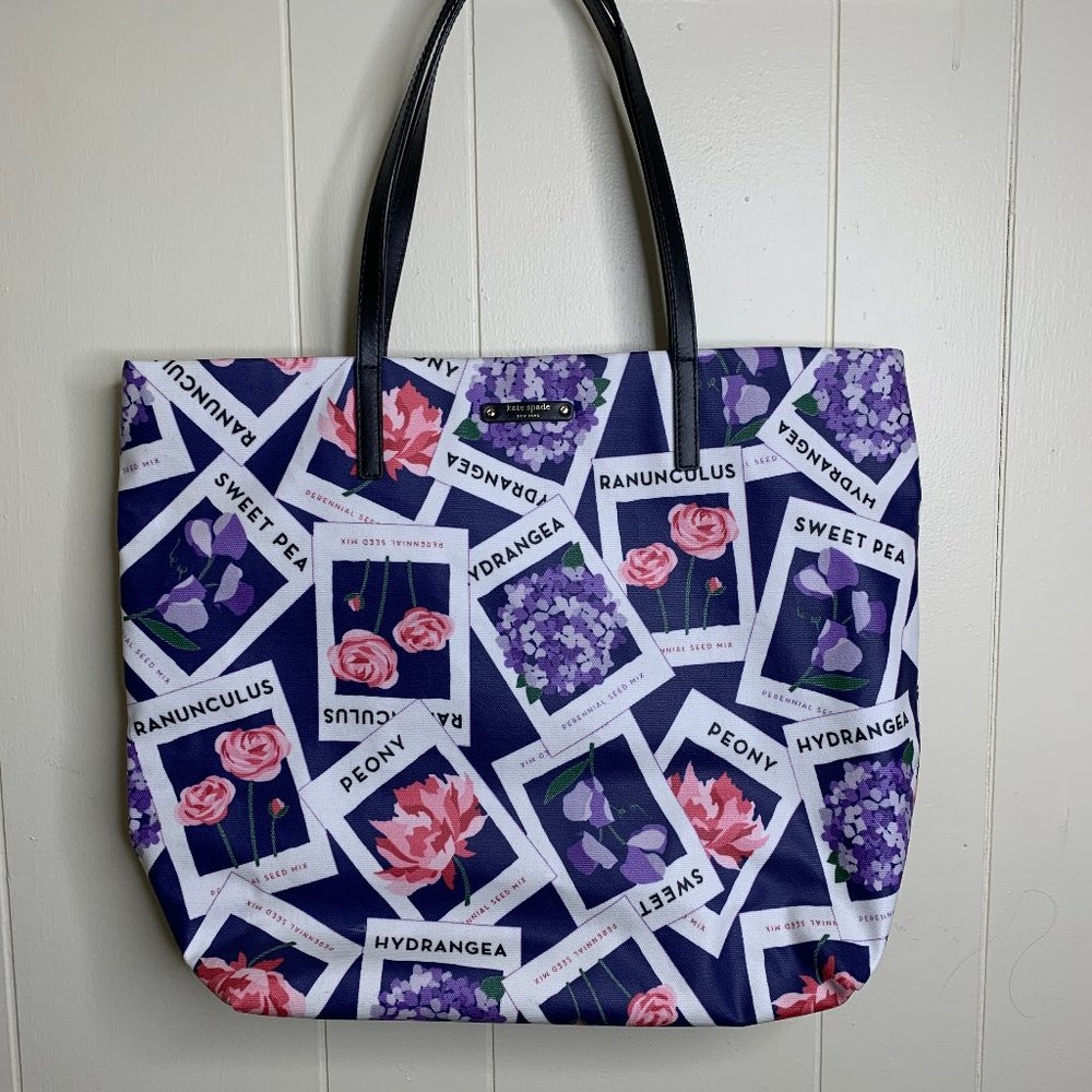Kate Spade Seed Packets Spring Tote Bag RARE - Picture 1 of 5